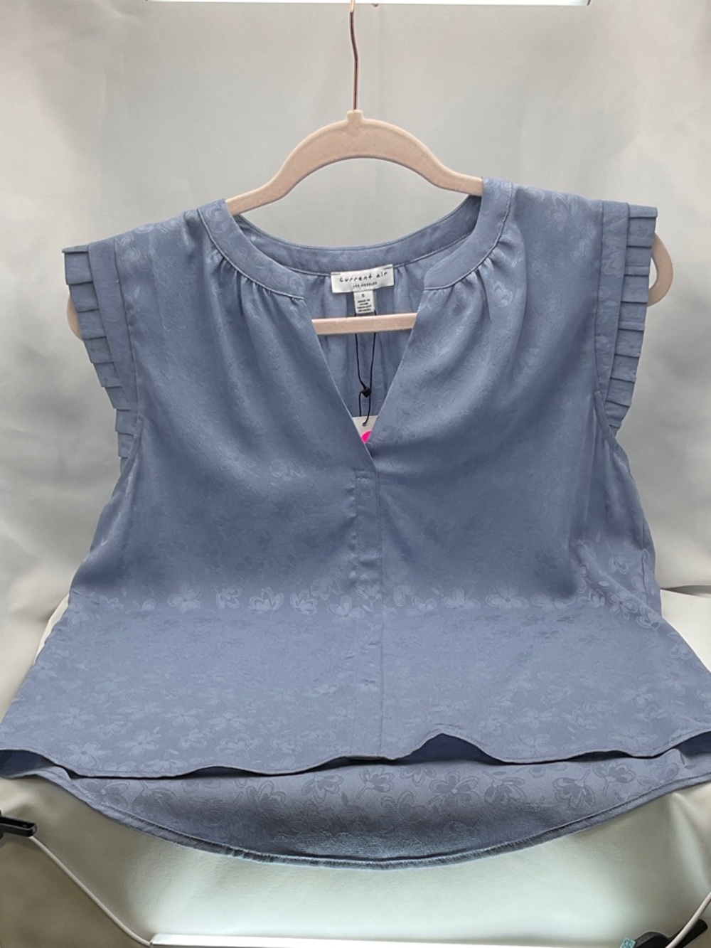 Current Air Women’s SzS Sleeveless Light Blue Floral Jacquard Top #0602
